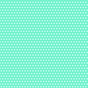 SFGD1HB - Closely Spaced White Polka Dots on Seafoam Green - 1/4 inch half-drop repeat