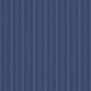 Whimsical pinstripe (small scale) in dark blue and soft blue - elegant thin vertical broken ticking stripes with meandering lines, tiny, mini and micro stitch dashes for simple minimalist or classic luxurious interior and suitable for masculine audience