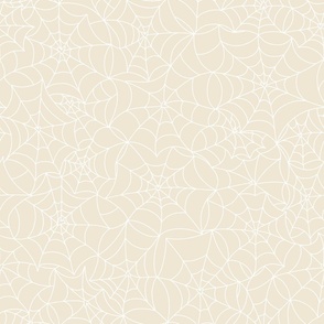 Lovely Spider Web Lace - White On Cream Beige