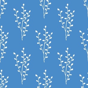 Minimal botanical leaves - blue and white