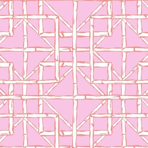 Bamboo fretwork diamonds/white on hot pink/large