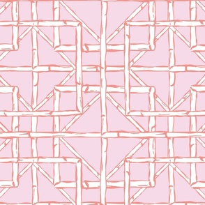 Bamboo fretwork diamonds/white on light pink/large