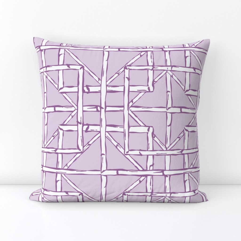 Bamboo fretwork diamonds/white on lavender/large