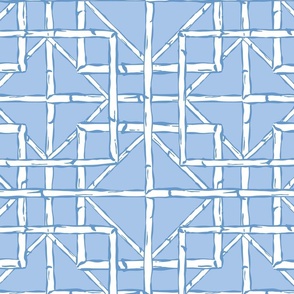 Bamboo fretwork diamonds/white on lighter blue/large
