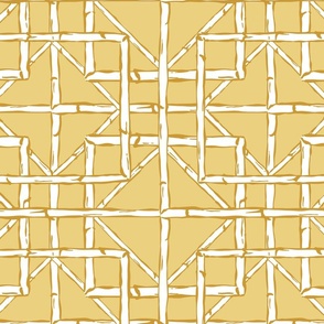 Bamboo fretwork diamonds/white on yellow/large