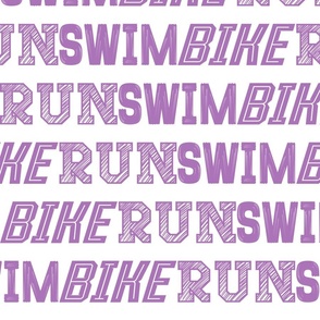 Swim Bike Run Triathlon Words in Violet LARGE
