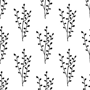 Minimal botanical leaves - black and white