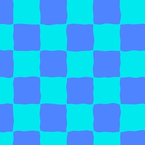 Teal and Blue Funky Checkers