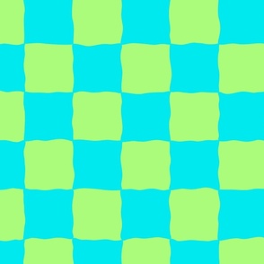 Teal and Lime Green Funky Checkers