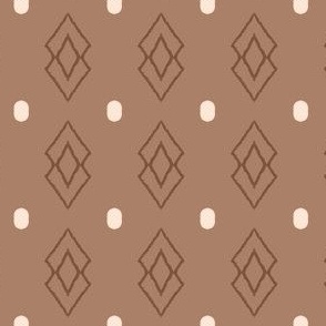 Double Diamond Shapes with dots in neutral brown and beige
