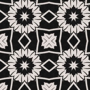 Black and White Geometric goth Flower tiles