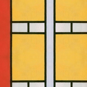 Geometric Mondrian inspired red, yellow and white geometric blocks & stripes