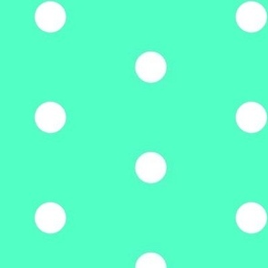 SFGD2 - M Half Drop Widely Spaced White Polka Dots on Seafoam Green - 3 inch half-dop repeat