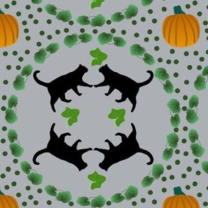 Halloween Cottagecore Cats Pumpkins Ivy