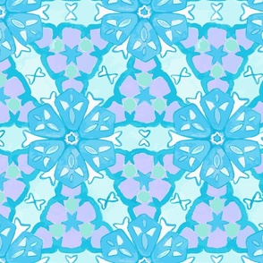 Arabesque Icy Blue and Mauve Medium Large