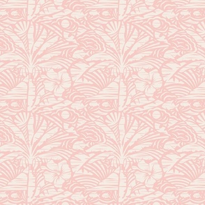 Hawaiian Block Print - Exotic Landscape in Cream and Seashell Pink / Medium / Eva Matise