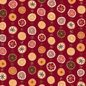 Orange Slice Spice and Star Anise Natural Christmas - Cranberry Red - 12 inch