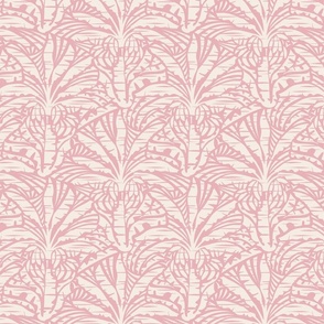 Hawaiian Block Print - Exotic Plants in Cream and Pink Dolphin Shade / Medium / Eva Matise