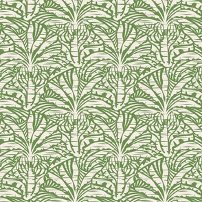 Hawaiian Block Print - Exotic Plants in Cream and Salted Green / Medium / Eva Matise