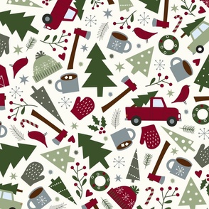 Cut-Your-Own Christmas Tree Farm Fabric