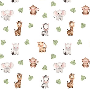 Safari Animals Baby Boy Girl Neutral Nursery Kids Fabric Wallpaper 