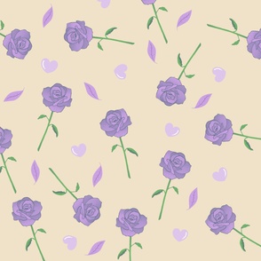 Beige Purple Rose Floral Bohemian Botanical Pattern