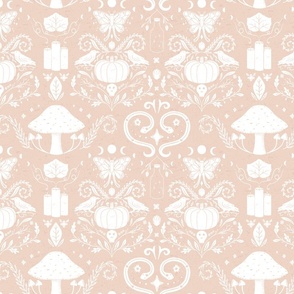 Cozy Witch Damask on Dusty Pink {Medium Scale} 