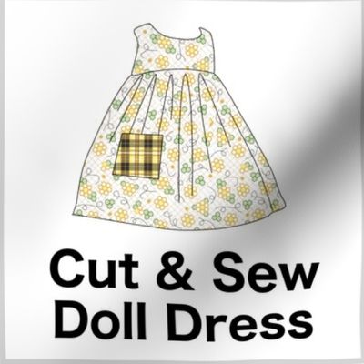 Honey Drop  Cut & Sew Doll Dress on FAT QUARTER for Forever Virginia Dolls and other 1/8, 1/6 and 1/5 scale child dolls  // little small scale tiny mini micro doll 
