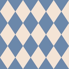 Blue and Cream Diamond Pattern 12 inch