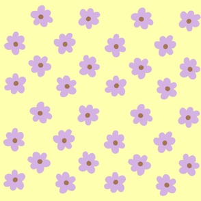 Hippie Retro Purple Yellow Flower Y2K Pattern