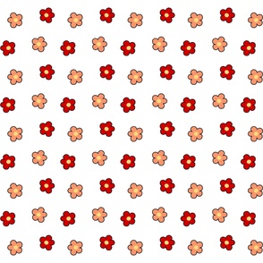 Cute Preppy Pink Red Flower Pattern With White Background
