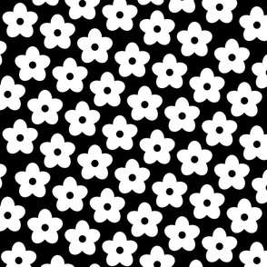 Black and White Flower Y2K Pattern