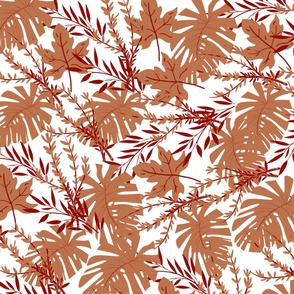Brown Autumn Floral Leaves Pattern