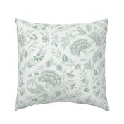 Georgian Floral - Eau De Nil, White - Large Scale 