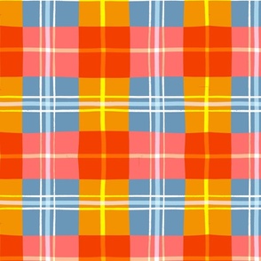 Bright gingham handdrawn plaid // medium