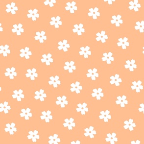 Natural Preppy Peach White Hippie Flower Pattern 