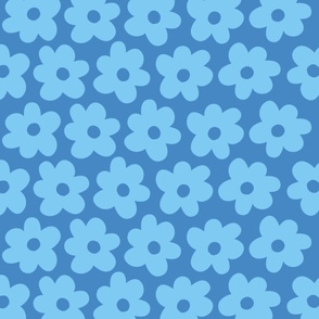 Retro Hippie Preppy Blue Flower Y2K Pattern