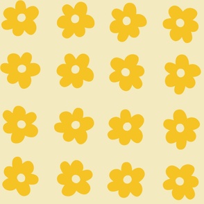Retro Yellow Tropical Simple Flower Pattern