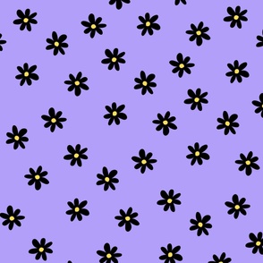 Preppy Purple Black Floral Simple Flower Pattern