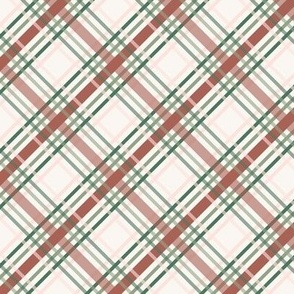  Winter Argyle in Christmas Red and Green w/ pink on white / preppy holiday plaid 