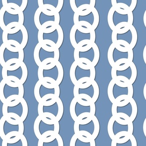 Linked  - White on Chambray Blue  Wallpaper 