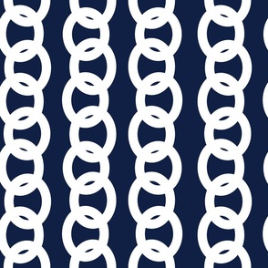 Linked  - White on Navy  Wallpaper 