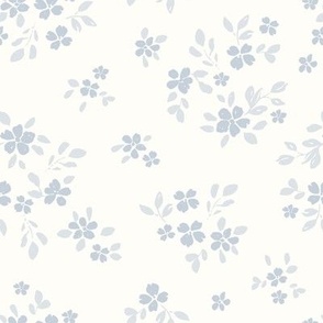 dusty blue, Scattered, ditsy floral, neutral flowers, meadow