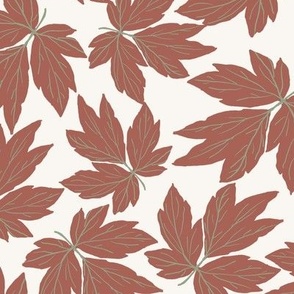 art and crafts leaf design in christmas green and red with white