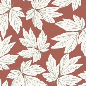 art and crafts leaf design in christmas green and red with white