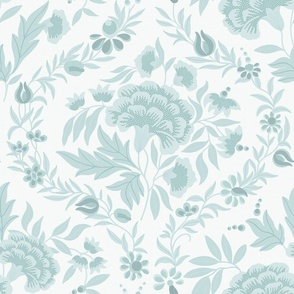 Georgian Floral - Palest Blue & White - Large Scale