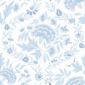 Georgian Floral - Pastel Blue & White - Large Scale