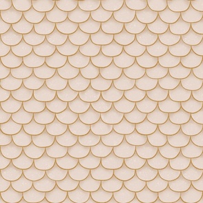 Large-scale  Mermaid Fish Scales with Gold Lines on Shell White