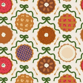 Save Your Fork, There's Pie |Hand Drawn Thanksgiving Pies in 'Mostly' Neutral Tones