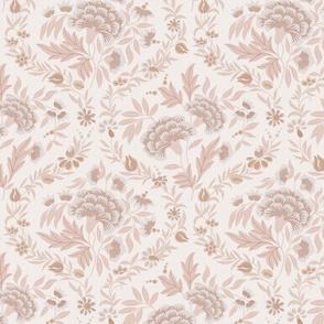 Georgian Floral - Softest Pink Blush, White - Medium Scale